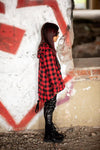 Girls' VOGA Red Plaid Asymmetric Hoodie | V-10