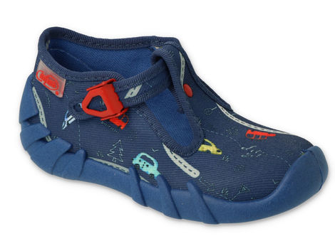 Befado Dark Blue School Slippers with Cars Pattern SPEEDY | 110P461