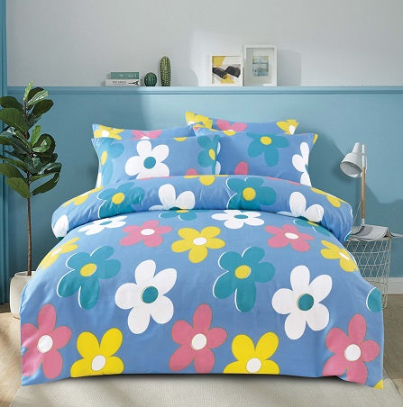 Blue Duvet Set with Flower Pattern +/ - TWIN SIZE | TPR-040-88