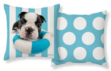White and Blue Pillowcase with Puppy Print | POSZE-LIC-3D-DOG-13