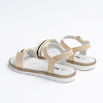Wojtyłko Big Girls' Golden Open-toe Sandals with Stripes | 5S1149-GO