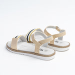 Wojtyłko Big Girls' Golden Open-toe Sandals with Stripes | 5S1149-GO