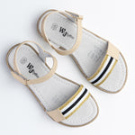 Wojtyłko Big Girls' Golden Open-toe Sandals with Stripes | 5S1149-GO