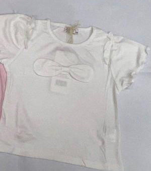 Girls' Ribbed T-shirt with Bow | 9719-1