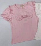 Girls' Ribbed T-shirt with Bow | 9719-1