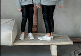 VOGA Girls' Black Eco Leather Leggings | V-23