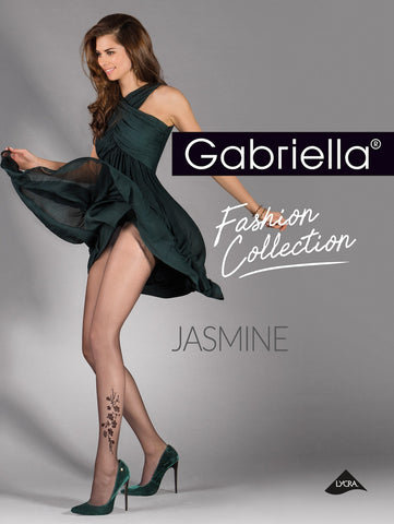 Gabriella Black Printed 20 Denier Pant-less Lycra Tights | JASMINE-385