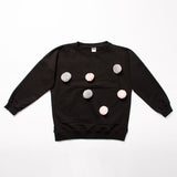 Girl's Black Sweatshirt with Pompoms | Q-011-BL