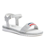 Wojtyłko Big Girls' Silver Open-toe Sandals with Stripes | 5S1149-SI