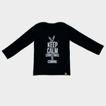 MIMI Boys' Long Sleeved Black Shirt with Christmas Keep Calm | S-109