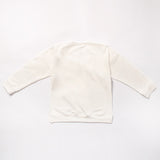 Girl's Cream White Sweatshirt with Pompoms | Q-011-W
