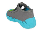 Befado Dark Gray School Slippers with Dinosaur Patch SPEEDY | 110P441