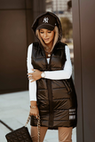 Women's Black Hooded Quilted Vest | HAL-52