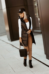 Women's Black Hooded Quilted Vest | HAL-52