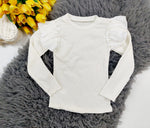 Girls' Ribbed Lightweight Long Sleeved Shirt with Fringes and Beads | HAL-125