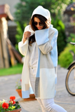 White and Blue Knitted Hooded Cardigan | ALICE