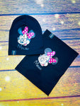 Spring Black Toddler Girls' Beanie and Neck Warmer Set with Minnie Mouse Print | TOM-02-XS-BL