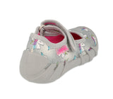 Befado Gray School Slippers with Unicorns Pattern | 109P233