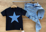 MIMI Boys' Black T-shirt with Star Print | S-124