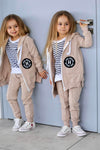 Girl's Beige Hoodie with Black Patch | Q-018