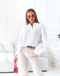 100% Cotton White Button-front Gauze Shirt | MOD-01