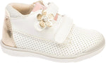 AC Girls' White Sneakers with Golden Flower | 194/23-W