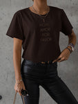 Chocolate Brown T-Shirt with - More Amor Por Favor Print | FL-20