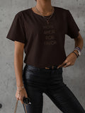 Chocolate Brown T-Shirt with - More Amor Por Favor Print | FL-20