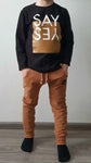 MIMI Boys' Black Shirt with Say Yes Print | S-146