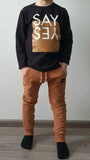 MIMI Boys' Black Shirt with Say Yes Print | S-146
