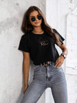 Black T-Shirt with Golden Print - BASIC | FL-24-BL