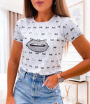 White Cotton T-Shirt with Pinko Print | AL-03
