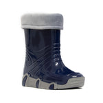 Dark Blue Rain Boots with Gray Cuff | WODNIK-DB-2