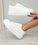 White Sneakers with Braided Sole | SE2904