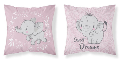 100% Cotton Pink Double Sided Pillowcase with Elephant Print | 3954A-P