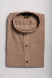 Men's 100% Cotton Short Sleeve Slim-fit Shirt with Stand-up Collar | HAL-W