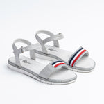 Wojtyłko Big Girls' Silver Open-toe Sandals with Stripes | 5S1149-SI