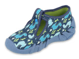 Befado Dark Blue School Slippers with Dinosaur Pattern SPEEDY | 110P448