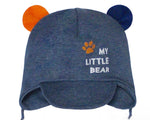 Dark Blue Cotton Beanie with Ears and Visor - 4-5 Years  | 44/078-DB