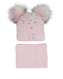 Girls' Beanie with Double Pom-Pom and Tube Scarf Set ~ 4-5 years | 44/434
