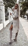 Beige Fuzzy Knitted Cardigan | MIA