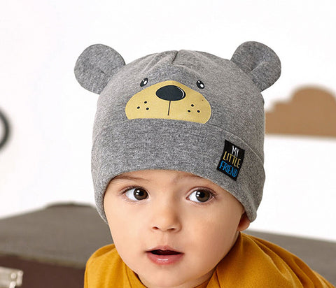Baby Boys' Beanie with Bear Print and Ears ~ 6-24 months | 46/062
