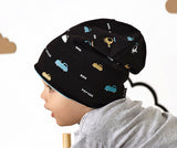 Boys' Black and Blue Duble-Sided Beanie with Vehicles Pattern ~ 4-5 years | 46/065