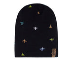 Spring Boys' Black Beanie with Airplanes Pattern ~ 6-12 years | 46/123