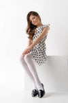 Girl's White 40 Denier Microfiber Tights | Lucy