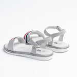 Wojtyłko Big Girls' Silver Open-toe Sandals with Stripes | 5S1149-SI