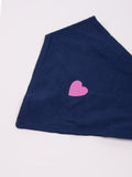 Dark Blue Scarf with Heart Print - Apaszka | CAP-050-DB