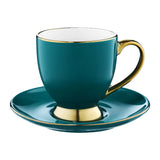Turquoise Porcelain Cup with Gold Edges and Saucer ROYAL 220 ml | 50988