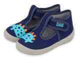Befado Navy Blue School Slippers with Dinosaur Patch HONEY | 531P118