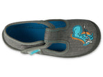 Befado Dark Gray School Slippers with Dinosaur HONEY | 531P098